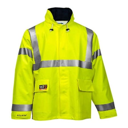 Tingley Tingley® Eclipse„¢ Hi-Visibility FR Hooded Coat, Zipper, Fluorescent Yellow/Green, XL C44122.XL